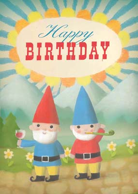 Happy Birthday Gnomes Greeting Card by Stephen Mackey - Click Image to Close